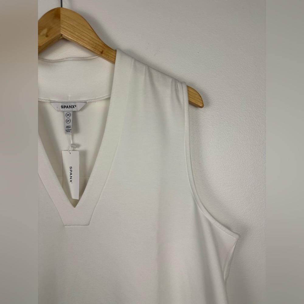 Spanx AirEssentials White V Neck Pockets Mini Dress Plus Size 2X NWT - Picture 5 of 9